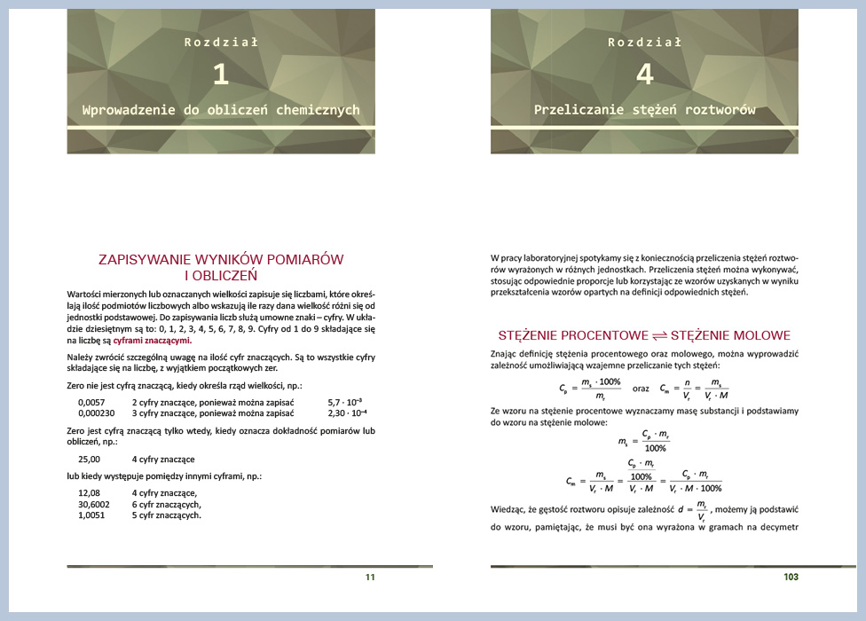 Skład i łamanie książki chemicznej. Strony rozdziałowe